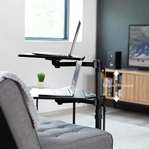 VIVO 20 inch Over Couch Swivel Table, Laptop Desk for Remote Work, Portable Recliner Workstation with Height Adjustable Swing Arm, Black, DESK-ST01C 7
