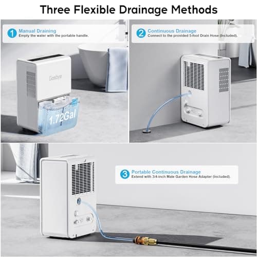 Gasbye 4500 Sq. Ft. Energy Star Dehumidifier for Basement with Drain Hose, Max 115 Pints/Day Dehumidifier for Large Room, Powerful Humidity Control, Easy Drainage, Auto-restart, White 7