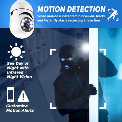 Sight Bulb Security Camera, Two Way Talk 1080P HD Video WiFi Smart Camera, Indoor Outdoor Night Vision 360 Degree Motion Detection with SD Card (Pack of 2) 6