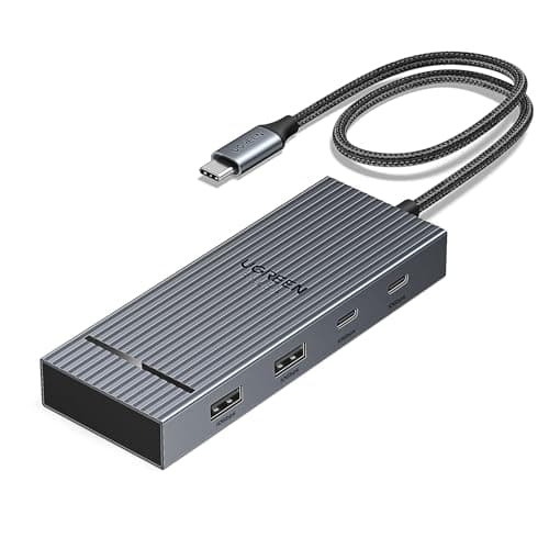 UGREEN 7 in 1 Docking Station Dual Monitor, USB C Hub Dual 4K@60Hz HDMI Display, 10Gbps USB-A/C Data Ports, 100W PD, Aluminum Revodok Pro Laptop Docking Station for HP, Thinkpad, Dell and More 8