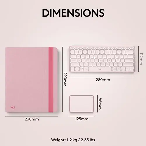 Logitech Casa Pop-Up Desk Work From Home Kit with Laptop Stand, Wireless Keyboard & Touchpad, Bluetooth, USB C Charging, for Laptop/MacBook (10” to 17”),Windows, macOS, ChromeOS - Bohemian Blush, Pink 9