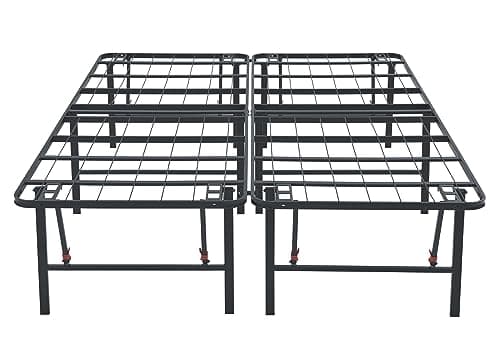 Amazon Basics Foldable Metal Platform Bed Frame with Storage, Sturdy Steel, No Box Spring Needed, 18 Inches High, Tool-Free Easy Assembly, Noise-Free, Queen Size, Black 5