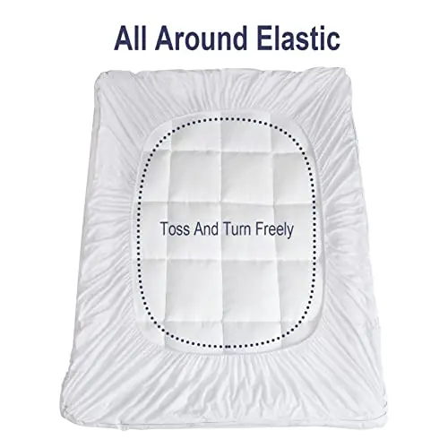 HYPREST Extra Thick Mattress Topper Queen, Pillow Top Mattress Topper Overfilled 1300 GSM Down Alternative for Back Pain, Cotton Super Soft Quilted Cooling Mattress Pad 8-24" Deep Pocket 7