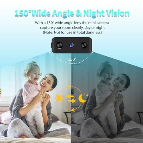 Mini Indoor WiFi Camera Home Security Room Body Cameras Nanny Cam Small Smart Home Outdoor Cams Pet Dog Baby Camera HD House Portable Camaras Motion Detection Night Vision Cam No Need WiFi Door Camara 7