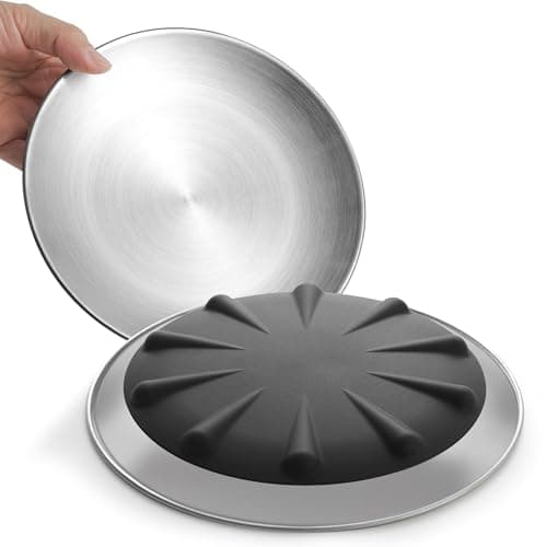 WROSWT 304 Stainless Steel Cat Plates for Wet food, 6.7" Shallow/Wide Whisker Friendly Cats Food Bowls, Non-Slip Silicone Base,Easy to Clean Indoor Cat Feeding Dishes, 2 Pack