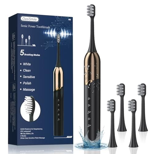 Sonic Electric Toothbrush for Adults - 41,000 VPM Deep Clean with 4 Brush Heads, 5 Modes, 100-Day Battery Life, IPX7 Waterproof Rechargeable Toothbrushes Built-in Smart Timer | Perfect for Home/Travel