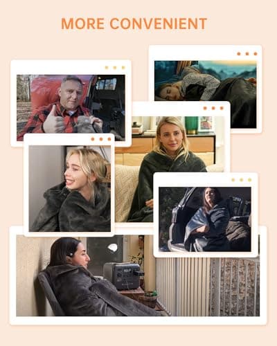 Jartoo Nano Heated Blanket Electric Throw, Portable Washable Heated Shawl Wraps - 24V Safe & Eco, 30s Far Infrared Heating, Cordless Remote with 6 Heating Levels & 5 Time Settings (50"x60", Grey) 9