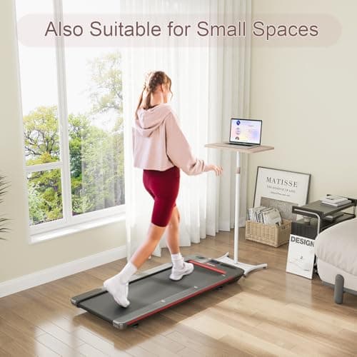 Snughome Portable Laptop Floor Stand, Wood Standing Laptop Table, Height Adjustment 18"-47" Small Standing Desk, Bedside Sofa Table Projector Stand Adjustable Computer Desk for Home Office 5