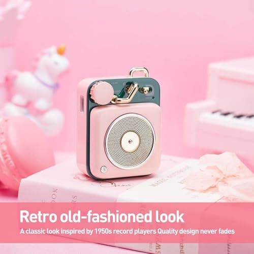 Muzen Mini Bluetooth Speaker, Button Small Cute Portable Metal Retro Wireless Speaker with Loud Volume Great Sound and Portable Lanyard & Gift Bag for Office Classic Vintage Decor 5