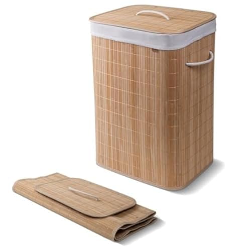 CleverMade Natural Bamboo Hamper LUXE, Single Hamper - 19 Gal (72L) Bamboo Laundry Hamper with Lid and Removable Machine Washable Laundry Bag - Holds 2 Loads and 30 Lbs.
