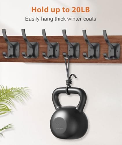 Optish Black Coat Hooks Wall Mount, Wall Hooks for Hanging, Towel Hooks Heavy Duty Backpack Hooks for Hat Coat and Towel (6Pack, Black) 2