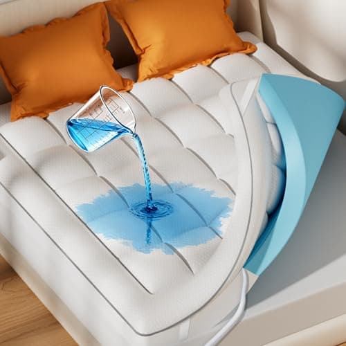 BDEUS Waterproof Dual Layer 4 Inch Memory Foam Mattress Topper Twin Size, 2 Inch Gel Memory Foam Plus 2 Inch Down Alternative Quilted Pillow Top Mattress Pad Cover for Kids, Pets