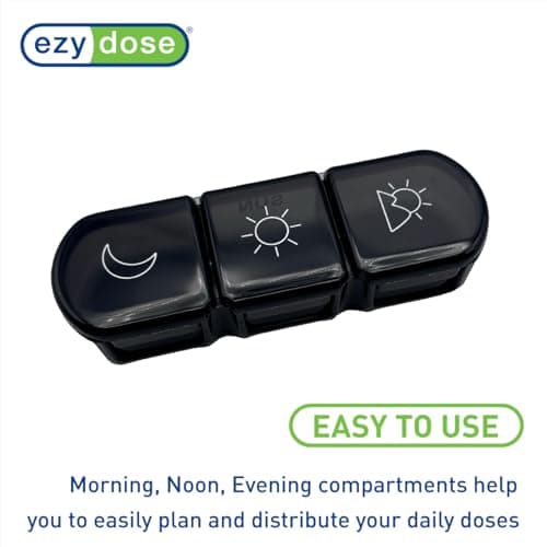 Ezy Dose Weekly (7-Day) Daily Medtime Pill Organizer Case, Vitamin Planner and Medicine Container, Removable Large Pop-Out Individual Compartments, 3 Times a Day, Travel Friendly Black, BPA Free 5