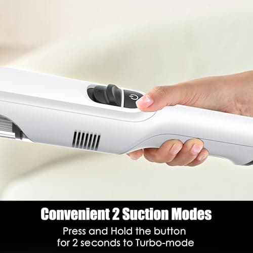 PROMOMO Handheld Vacuum Cordless, Lightweight 1.4lb with Powerful Suction, Charging Dock, Single Touch Empty and Detachable Dust Cup (Creamy White) 5