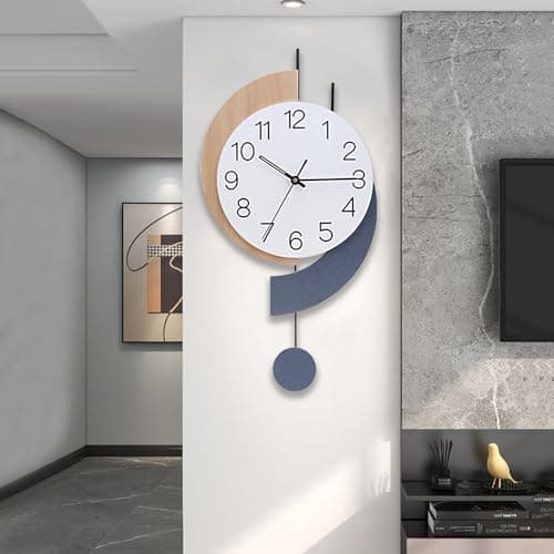 Dankeit Decorative Silent Quartz Wall Clock with Pendulum, Battery Operated, Large for Living Room, Kitchen, Home, Bathroom, Bedroom - 11.5x22.5 Inch 5