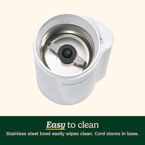 Cuisinart Coffee Grinder, One Touch Control Coffee Bean Grinder with Stainless Steel Bowl and Blades, 2.5 oz/70g Capacity Enough for 12 Cups, On/Off Switch with Safety Interlock, DCG-20N, White 5