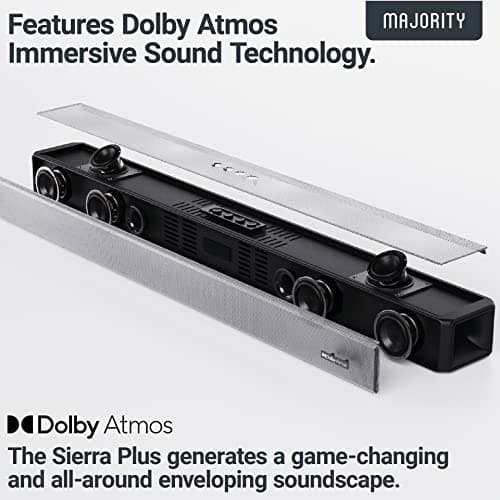 Majority Dolby Atmos Soundbar for TV, Bluetooth Wireless Sound Bar 2.0.2, 280W Sierra Home Audio Sound Bars for TV with Crystal Clear Sound Quality, HDMI ARC and Up-Firing Surround Speaker 8