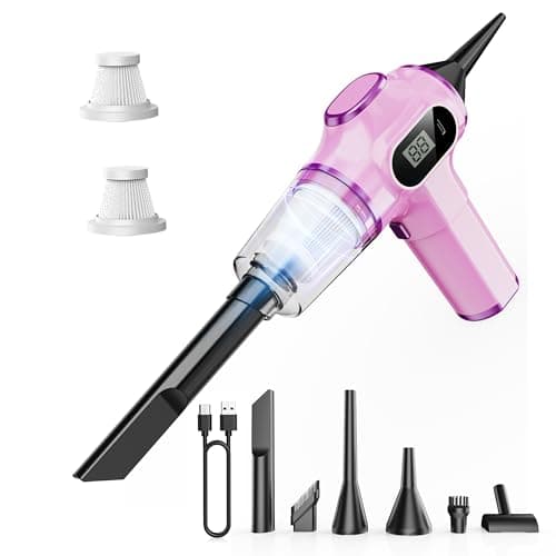 BELIBUY Women-Friendly Cordless Pink Car Vacuum Cleaner – 15000Pa Portable Mini Handheld Vacuum Cleaner, Effortlessly Handles Car,Office,Home & Pet Cleaning