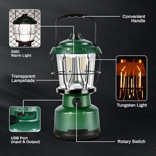 LED Camping Lantern, Rechargeable Batteries Powered Lanterns 2500LM, Water Resistant Emergency Lantern for Power Outage, Hurricane, Hiking 6