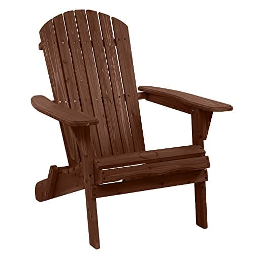 Outvita Wood Adirondack Chair, Folding Wooden Lounge Seating, All Weather Outdoor Furniture Chair with Armrest for Garden Fire Pit Yard Beach, 350 LB Support - Carbonized