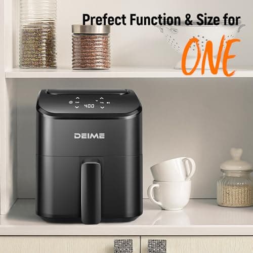 DEIME Air Fryer, Small Digital 3 Qt Airfryer Space Saving Compact, Bake, Reheat, Roasts for Quick Easy Meals, Mini Compact & Quiet, Nonstick & Dishwasher Safe Basket (Black+TR) 7
