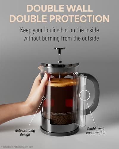 Veken 27 Ounce/800 ml French Press Plunger Coffee Maker Cafetière, Double Wall Heat Resistant Borosilicate Glass Coffee Press, Cold Brew Coffee Pot for Kitchen and Gifts, Dishwasher Safe, Dark Pewter 5