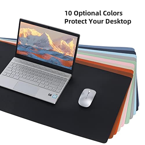 Leather Desk Pad,Wolaile 36x17 inch Large Mouse Pad,Waterproof Non-Slip Writing Desk Blotter,Computer Mat Desktop Protector for Office Home,Black 7