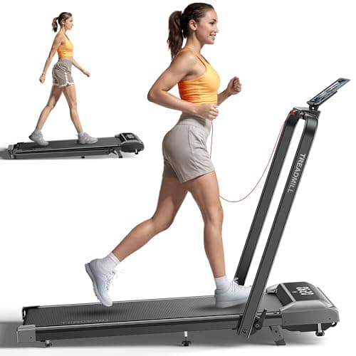 Acezoe Walking Pad Treadmill with Incline and Handle Bar, 2 in 1 Folding Treadmills for Home Small Office, 300lbs Portable Compact Under Desk Treadmill with Remote Control, LED Display and Apps