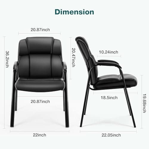 OLIXIS Waiting Room Chairs Set of 4, Leather Office Desk Reception Guest Stationary Side Chair with Padded Arms for Home Conference Lobby Area Meeting Church Medical Clinic Elderly Student 7