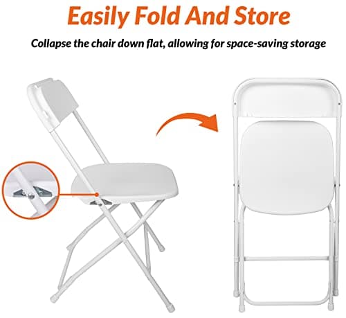 Elevon Folding Plastic Chair with 500-Pound Capacity, White, 2-Pack 4
