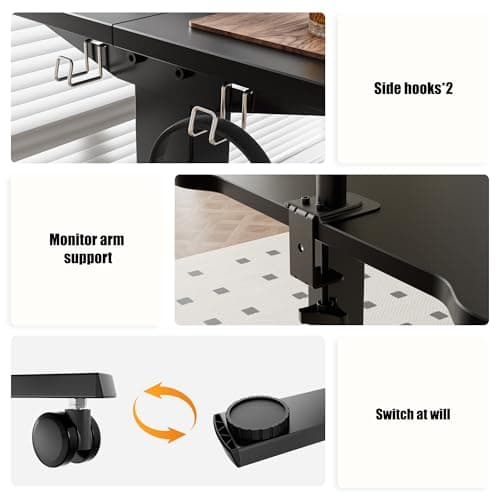 ERGOMAKER Low Height Adjustable Desk with Lockable Wheels, Lifts 18.9"-29.5", 31.5" x 23.6" Electric Small Standing Desk with Splice Board for Home Office & Short People(Black Frame, Black Desktop) 7