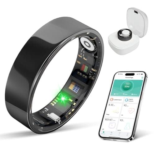 BIEMHA Smart Ring for Women & Men, Health Tracker with Sleep，Exercise Monitoring, iOS&Android Compatible, IP68 Waterproof, No Subscription, 5-Day Battery (Black, 10)