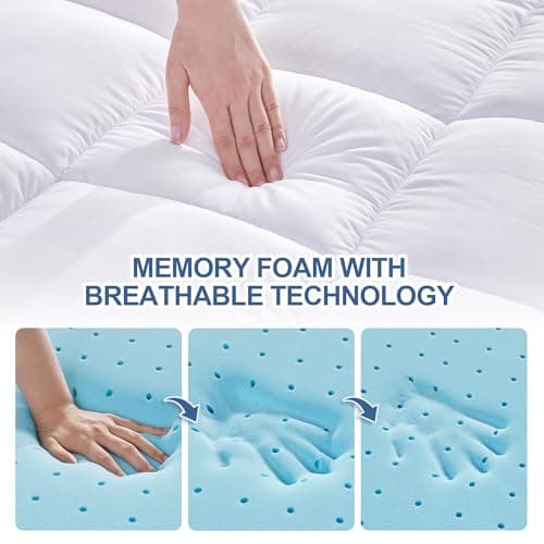 Eiayeebil Twin Memory Foam Mattress Topper, 4 Inch Gel Cooling Mattress Pad with Pillow Top Mattress Topper Twin Size Cover, 8-21" Deep Pocket and Support for Back Pain (White) 7
