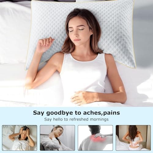 Side Sleeper Pillows Queen Size Set of 2 for Neck and Shoulder Pain, Adjustable Memory Foam Bed Pillows 2 Pack for Sleeping, Medium Firm Curved Queen Pillows, Supportive Queen Size Pillow 5