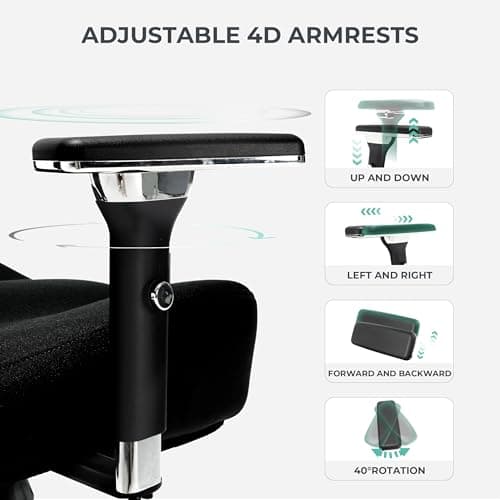 Big and Tall Office Chair 500lbs, Ergonomic Oversize Mesh Desk Chair, Heavy Duty High Back Computer Chair with Wide Thick Seat Cushion, Adjustable Lumbar Support, 4D Armrests 7