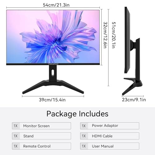 Thinlerain 23.8 inch Computer Monitor 1920x1080 Vertical PC Monitor with HDMI VGA AV BNC USB Ports, Multi-Function Stand, VESA, Display Frameless Build-in Speakers for Office Home 7
