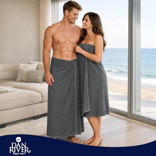 DAN RIVER Pack of 1 Jumbo Bath Sheet 40x80 Inches, Extra Large Gray Bath Towels Oversized, Absorbent Cotton Towels for Bathroom 5