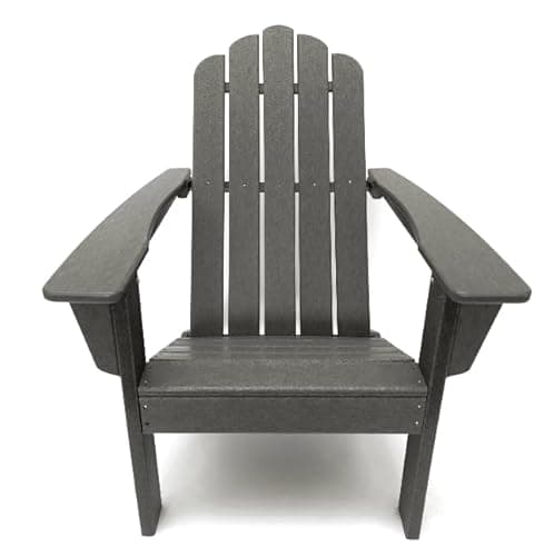 NOELE Adirondack Chair HDPE All Weather Resistant, Patio Chairs, Fire Pit Chairs Looks Exactly Like Real Wood, Widely Used in Outdoor, Fire Pit Deck, Outside Garden Campfire (Grey)