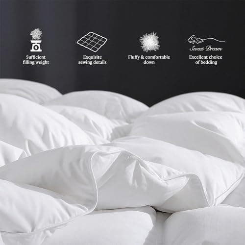 Kathy Ireland Royal Luxe Formerly White Goose Feather and Down Comforter King Size - 100% Cotton All Season Warmth Down Duvet Insert Hypoallergenic with Corner Tabs,104" x 88" 5