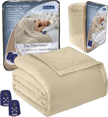 Shavel Home Products Micro Flannel Blanket King Size Heated Blanket with 10 Settings, Programable Heating Blanket, Luxuriously Soft Heated Throw Blanket, Rapid Heating Thermal Blanket – Meadow