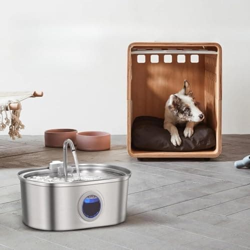 Pet Water Fountain Stainless Steel - 3.2L Cat, Dog Fountain for Drinking - Automatic Cat Water Fountain, Automatic Dog Water Fountain - Water Level Window and Dual Types of Water Flow 8