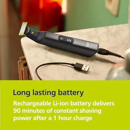 Philips Norelco OneBlade Pro 360 Face + Body Electric Shaver, Beard Trimmer and Groomer, with 360 Blade Technology, 14-Length Precision Comb, Body Kit, Soft Pouch, Model QP6542/70 7