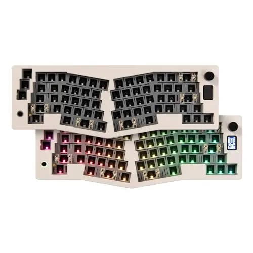 SUEHIODHY CIDOO ABM066 Alice Layout Mechanical Keyboard Kit Hot Swappable Gasket RGB Keyboard Bluetooth/2.4GHz/Type-C Custom Keyboard Kit VIA Programmable Volume Knob for Win/Mac/iOS(Milk White)