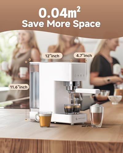 AMZCHEF Espresso Machine 20 Bar, Compact Espresso Maker with Steam Milk Frother, Coffee Maker with 50oz Removable Water Tank for Home, Coffee Machine for Cappuccino, Latte, Americano, 1350W 7