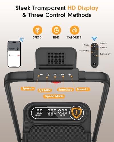 Foldable Treadmill with 10% Incline, Upgrade 3.5HP Low Noise Walking Pad Treadmill with Handle Bar, Trisomy 4 in 1 Portable Under Desk Treadmills for Home/Office, 350Lbs Capacity, APP & Remote Control 5