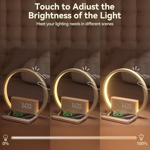 Vivilumens Sunrise Alarm Clock Wireless Charger, 10 White Noise Sound Machine Alarm Clock with 30/60/90 Mins Timer, 3 Levels Touch Night Light Dual Clocks for Heavy Sleeper Bedroom Decor Gifts for Her 7