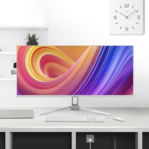 Gawfolk 34 Inch IPS Ultrawide 120Hz Gaming Computer Monitor, 21:9 UWFHD (2560x1080) PC Screen, 120% sRGB, Adaptive Sync, 178° Viewing Angle, Display Port, HDMI, Compatible with Wall mounting - White 7