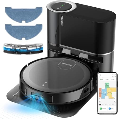 Proscenic X1 Robot Vacuum and Mop with Self Emptying for 45 Days, Ultrasonic Wiping System, 3000 Pa Suction, LED Screen, 120 Min Run, Auto Self-Charging, WiFi APP Control for Floor, Pet Hair, Carpet