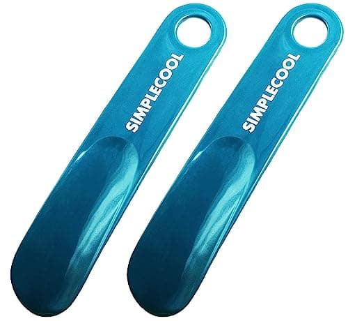 SIMPLECOOL Plastic Shoe Horn, Portable Travel Shoe Horns. Small Shoehorn Boot Shoehorns, Shoes Wearing Helper Spoon Stick Assist Tool for Men Women Seniors Kids. (Blue/7.5"/2pcs)