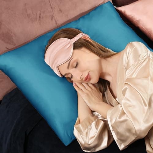 Adubor 100% Silk Pillowcase - Mulberry Silk Pillow Cases, 23 Momme 6A Grade Fibers, Silk Pillow Case for Hair and Skin Health, with Hidden Zipper (Standard 20''×26'', Peacock Blue) 6
